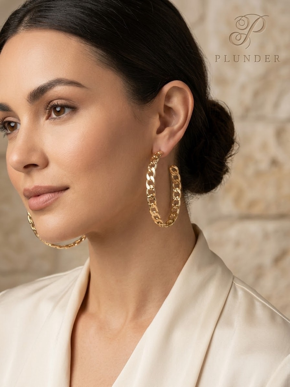Plunder Gold Chain-Link Hoop Earrings